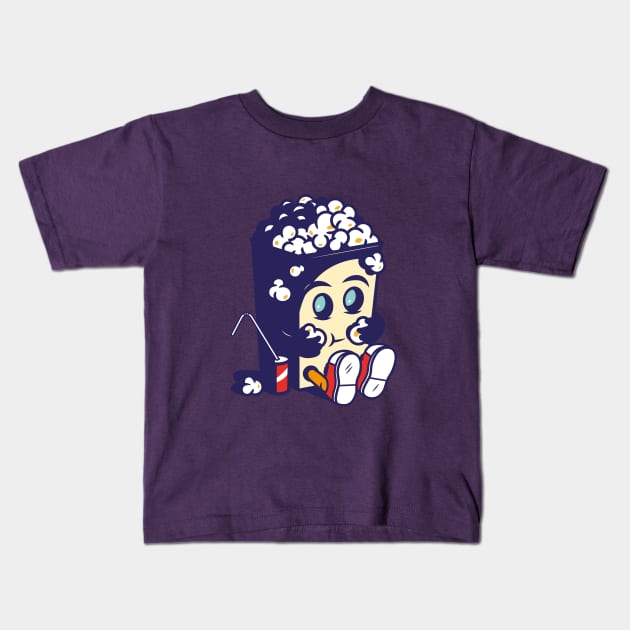 Movie Fan Popcorn Monster Kids T-Shirt by propellerhead